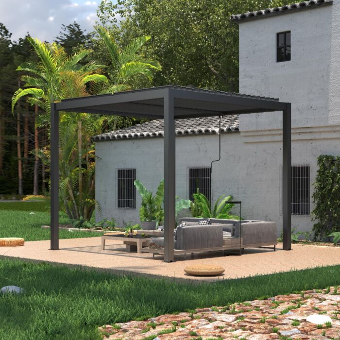 Jimmy at Work Budget Pergola Aluminium mit Lamellendach 3 x 3 m manuell anthrazit JAW3485530