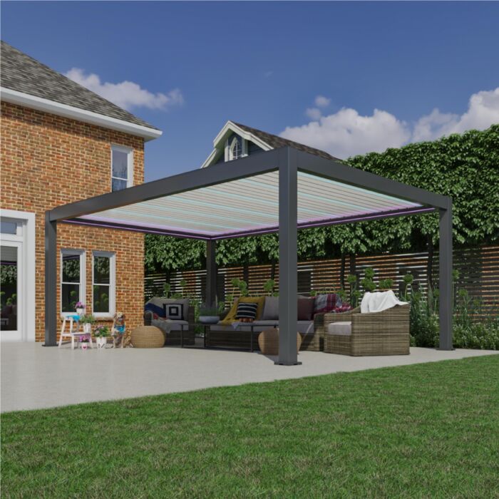 Pratt & Söhne California Pergola Aluminium mit weißem Lamellendach 6 x 4 m elektrisch PS6342250