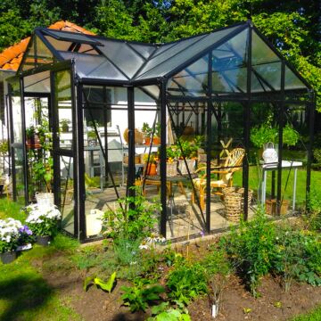 Gardenmeister Orangerie 100 Glaspavillon Sicherheitsglas 4 mm & Polycarbonat 8 mm Kombi schwarz GM901200