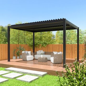 Jimmy at Work Budget Pergola Aluminium mit Lamellendach 4 x 3 m manuell anthrazit JAW3485535