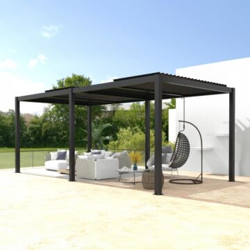 Jimmy at Work Budget Pergola Aluminium mit Lamellendach 6 x 3 m manuell anthrazit JAW3485540