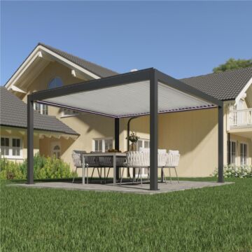 Pratt & Söhne Verona Pergola Aluminium mit weißem Lamellendach 4 x 4 m elektrisch PS6088335